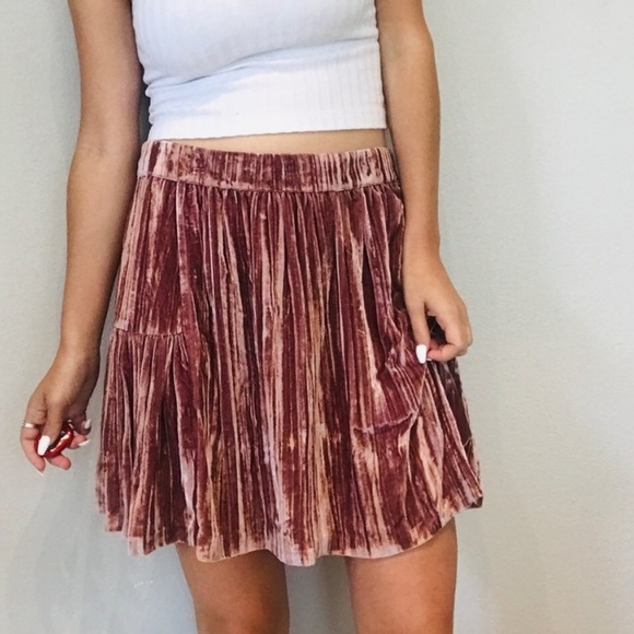 NWT Madewell pink pleated velvet skirt - Picture 6 of 8